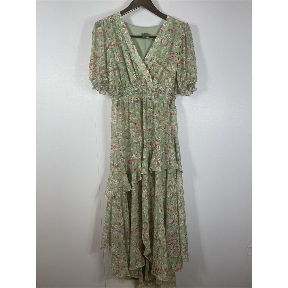 TAYLOR Lace Spring Wrap Midi Dress Women 10